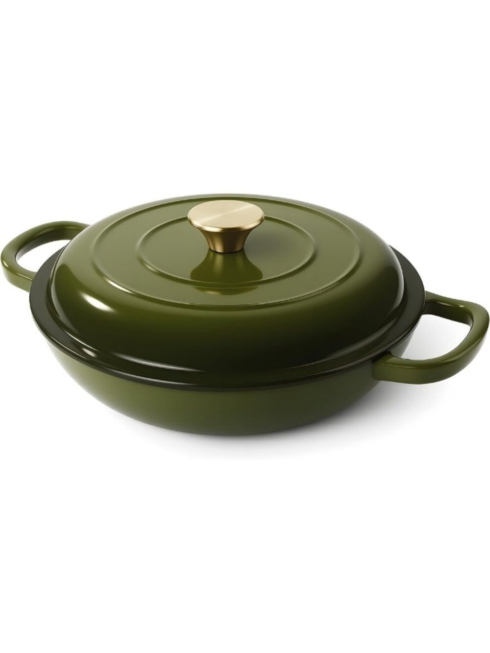 Vintage Enameled Cast Iron Braiser Skillet with Lid, 3 Quart Dutch Oven